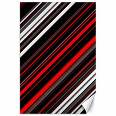 Red Black White Stripes Pattern Canvas 20  X 30  by SpinnyChairDesigns