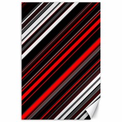 Red Black White Stripes Pattern Canvas 24  X 36  by SpinnyChairDesigns