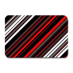 Red Black White Stripes Pattern Plate Mats by SpinnyChairDesigns