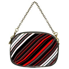 Red Black White Stripes Pattern Chain Purse (one Side) by SpinnyChairDesigns