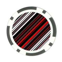 Red Black White Stripes Pattern Poker Chip Card Guard (10 Pack) by SpinnyChairDesigns