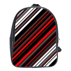 Red Black White Stripes Pattern School Bag (large) by SpinnyChairDesigns