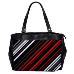 Red Black White Stripes Pattern Oversize Office Handbag by SpinnyChairDesigns