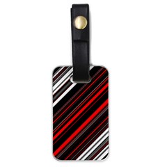 Red Black White Stripes Pattern Luggage Tag (one Side) by SpinnyChairDesigns