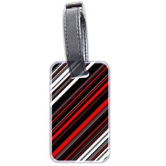 Red Black White Stripes Pattern Luggage Tag (two Sides) by SpinnyChairDesigns