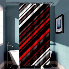 Red Black White Stripes Pattern Shower Curtain 36  X 72  (stall)  by SpinnyChairDesigns