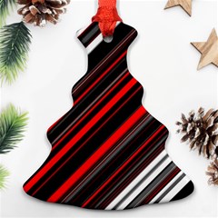 Red Black White Stripes Pattern Christmas Tree Ornament (two Sides) by SpinnyChairDesigns