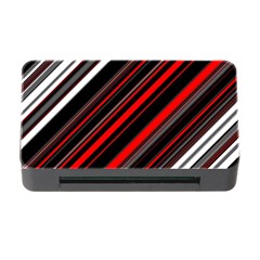 Red Black White Stripes Pattern Memory Card Reader With Cf by SpinnyChairDesigns