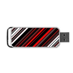 Red Black White Stripes Pattern Portable Usb Flash (one Side) by SpinnyChairDesigns