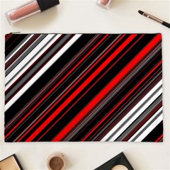 Red Black White Stripes Pattern Cosmetic Bag (xxl) by SpinnyChairDesigns