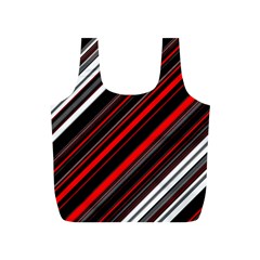 Red Black White Stripes Pattern Full Print Recycle Bag (s) by SpinnyChairDesigns