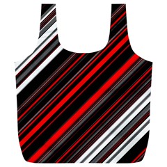 Red Black White Stripes Pattern Full Print Recycle Bag (xl) by SpinnyChairDesigns