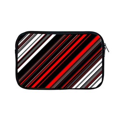 Red Black White Stripes Pattern Apple Macbook Pro 13  Zipper Case by SpinnyChairDesigns