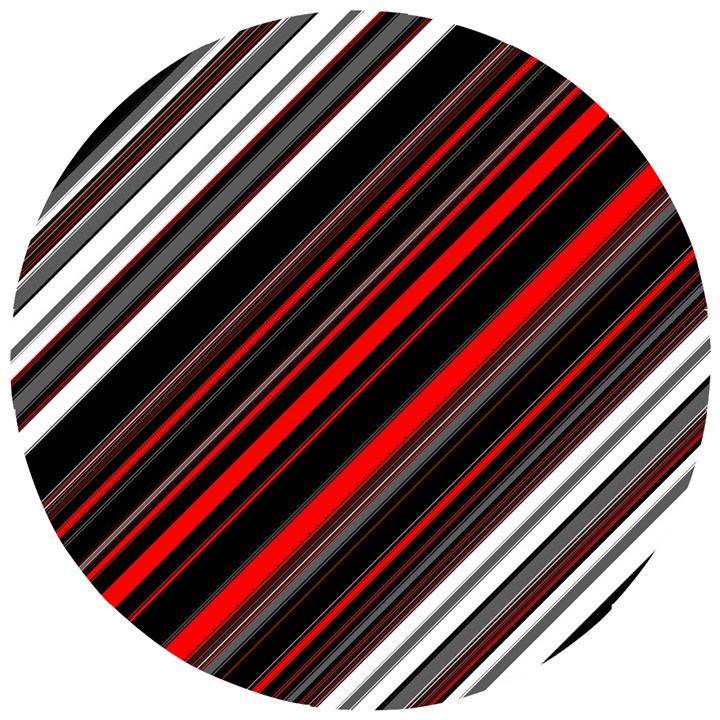 Red Black White Stripes Pattern Wooden Puzzle Round