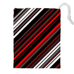 Red Black White Stripes Pattern Drawstring Pouch (5xl) by SpinnyChairDesigns