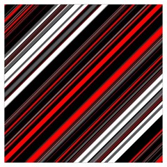 Red Black White Stripes Pattern Long Sheer Chiffon Scarf 