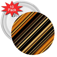 Black And Yellow Stripes Pattern 3  Buttons (10 Pack)  by SpinnyChairDesigns