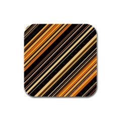 Black And Yellow Stripes Pattern Rubber Square Coaster (4 Pack)  by SpinnyChairDesigns