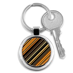 Black And Yellow Stripes Pattern Key Chain (round) by SpinnyChairDesigns