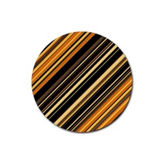 Black And Yellow Stripes Pattern Rubber Round Coaster (4 Pack)  by SpinnyChairDesigns