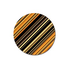 Black And Yellow Stripes Pattern Magnet 3  (round) by SpinnyChairDesigns