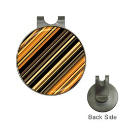 Black And Yellow Stripes Pattern Hat Clips With Golf Markers by SpinnyChairDesigns