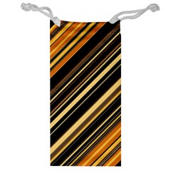 Black And Yellow Stripes Pattern Jewelry Bag by SpinnyChairDesigns