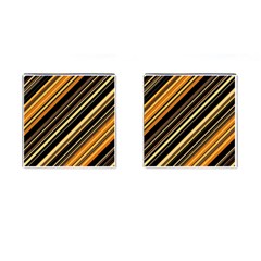 Black And Yellow Stripes Pattern Cufflinks (square) by SpinnyChairDesigns