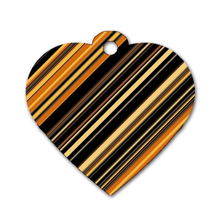 Black and Yellow Stripes Pattern Dog Tag Heart (Two Sides)