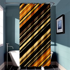 Black And Yellow Stripes Pattern Shower Curtain 36  X 72  (stall)  by SpinnyChairDesigns