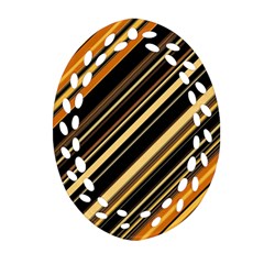 Black And Yellow Stripes Pattern Oval Filigree Ornament (two Sides) by SpinnyChairDesigns