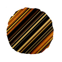 Black And Yellow Stripes Pattern Standard 15  Premium Round Cushions by SpinnyChairDesigns