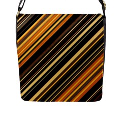 Black And Yellow Stripes Pattern Flap Closure Messenger Bag (l) by SpinnyChairDesigns