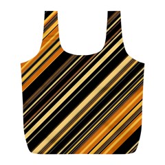 Black And Yellow Stripes Pattern Full Print Recycle Bag (l) by SpinnyChairDesigns