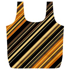 Black And Yellow Stripes Pattern Full Print Recycle Bag (xl) by SpinnyChairDesigns