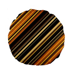 Black And Yellow Stripes Pattern Standard 15  Premium Flano Round Cushions by SpinnyChairDesigns