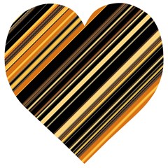 Black And Yellow Stripes Pattern Wooden Puzzle Heart