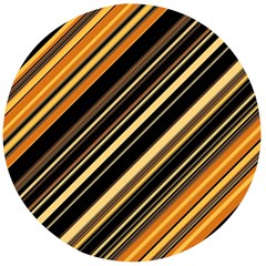 Black And Yellow Stripes Pattern Wooden Bottle Opener (round) by SpinnyChairDesigns