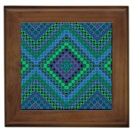 Blue Green Diamond Pattern Framed Tile Front