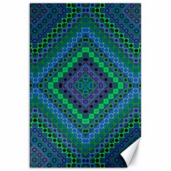 Blue Green Diamond Pattern Canvas 20  X 30  by SpinnyChairDesigns