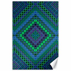 Blue Green Diamond Pattern Canvas 24  X 36  by SpinnyChairDesigns