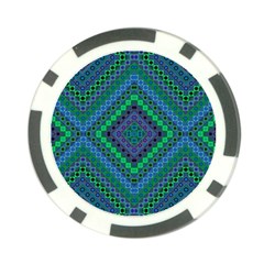 Blue Green Diamond Pattern Poker Chip Card Guard by SpinnyChairDesigns