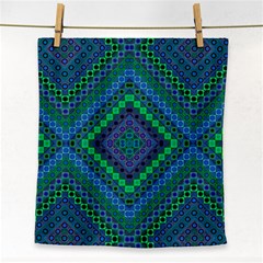 Blue Green Diamond Pattern Face Towel by SpinnyChairDesigns