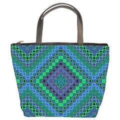 Blue Green Diamond Pattern Bucket Bag by SpinnyChairDesigns