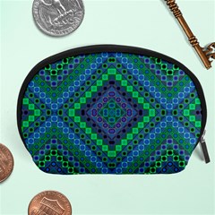 Blue Green Diamond Pattern Accessory Pouch (large) by SpinnyChairDesigns