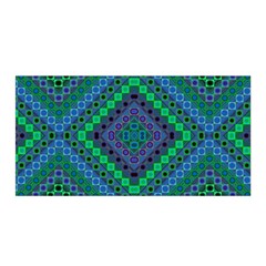 Blue Green Diamond Pattern Satin Wrap by SpinnyChairDesigns