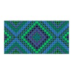 Blue Green Diamond Pattern Satin Wrap Front