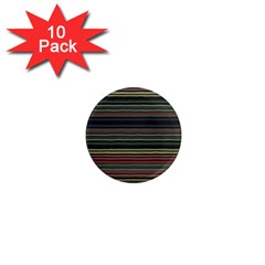 Dark Rust Red And Green Stripes Pattern 1  Mini Magnet (10 Pack)  by SpinnyChairDesigns