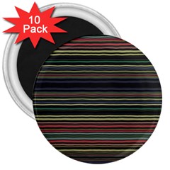 Dark Rust Red And Green Stripes Pattern 3  Magnets (10 Pack)  by SpinnyChairDesigns