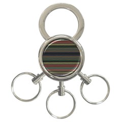 Dark Rust Red And Green Stripes Pattern 3-ring Key Chain by SpinnyChairDesigns